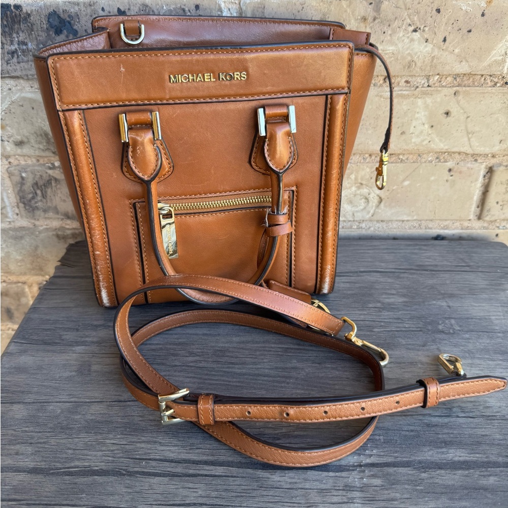 Michael Kors Collette Women’s  Brown Leather Tote Handbag - Picture 7 of 8